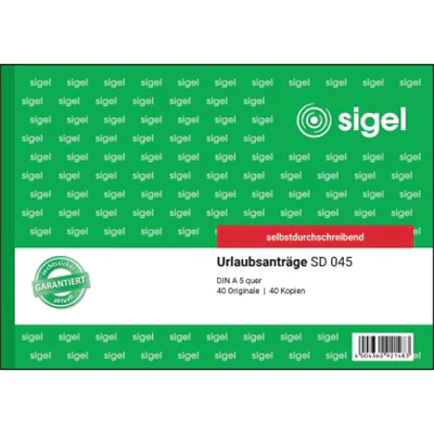 SIGEL Urlaubsantrag SD045 DIN A5 +Durchschlag 2x40Blatt SIGEL Urlaubsantrag SD045 DIN A5 +Durchschlag 2x40Blatt