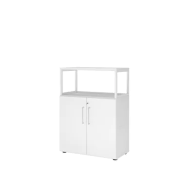 Hammerbacher Regalschrank FlexWall 800 x 1.100 x 417 mm (B x H x T) Flügeltür ohne Rollen Holz weiß