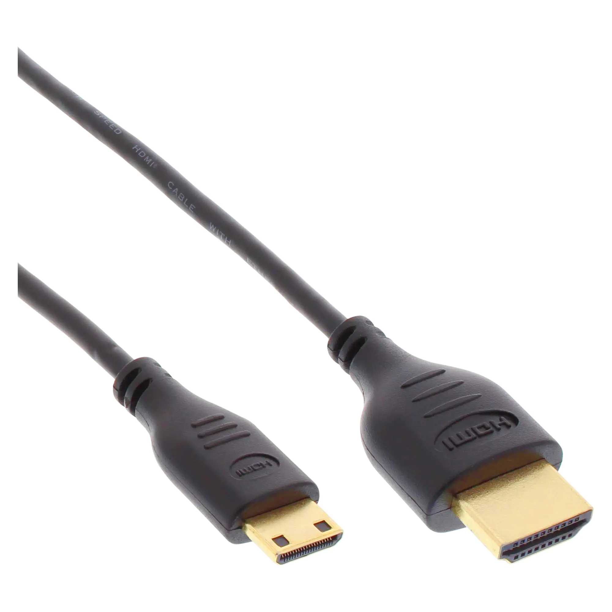 InLine Super Slim High Speed HDMI Cable with Ethernet - HDMI-Kabel mit Ethernet - 19 pin mini HDMI Type C männlich zu HDMI männlich - 1.5 m - Dreifachisolierung - Schwarz - 4K Unterstützung