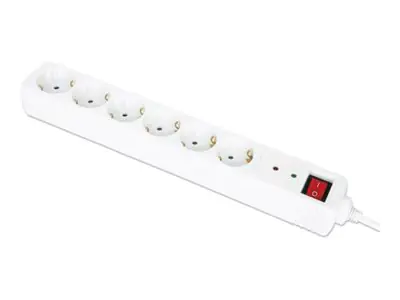 Manhattan Power Distribution Unit EU (2-pin), x6 gang/output with on/off switch (neon) 168311