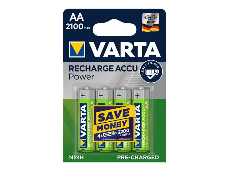 Varta - Batterie AA-Typ - NiMH - (wiederaufladbar) - 1350 mAh (Packung mit 4) Varta - Batterie AA-Typ - NiMH - (wiederaufladbar) - 1350 mAh (Packung mit 4)