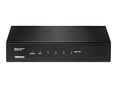 TRENDnet TEG S51SFP - Switch - unmanaged - 4 x 10/100/1000 + 1 x Gigabit SFP - wandmontierbar