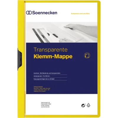 Soennecken Klemmmappe 3315 DIN A4 bis 30Blatt PVC gelb Soennecken Klemmmappe 3315 DIN A4 bis 30Blatt PVC gelb