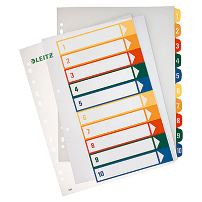 Esselte Leitz 12930000, Numerischer Registerindex, Polypropylen (PP), Mehrfarbig, Porträt, A4 Maxi, 0.30 mm 1293-00-00