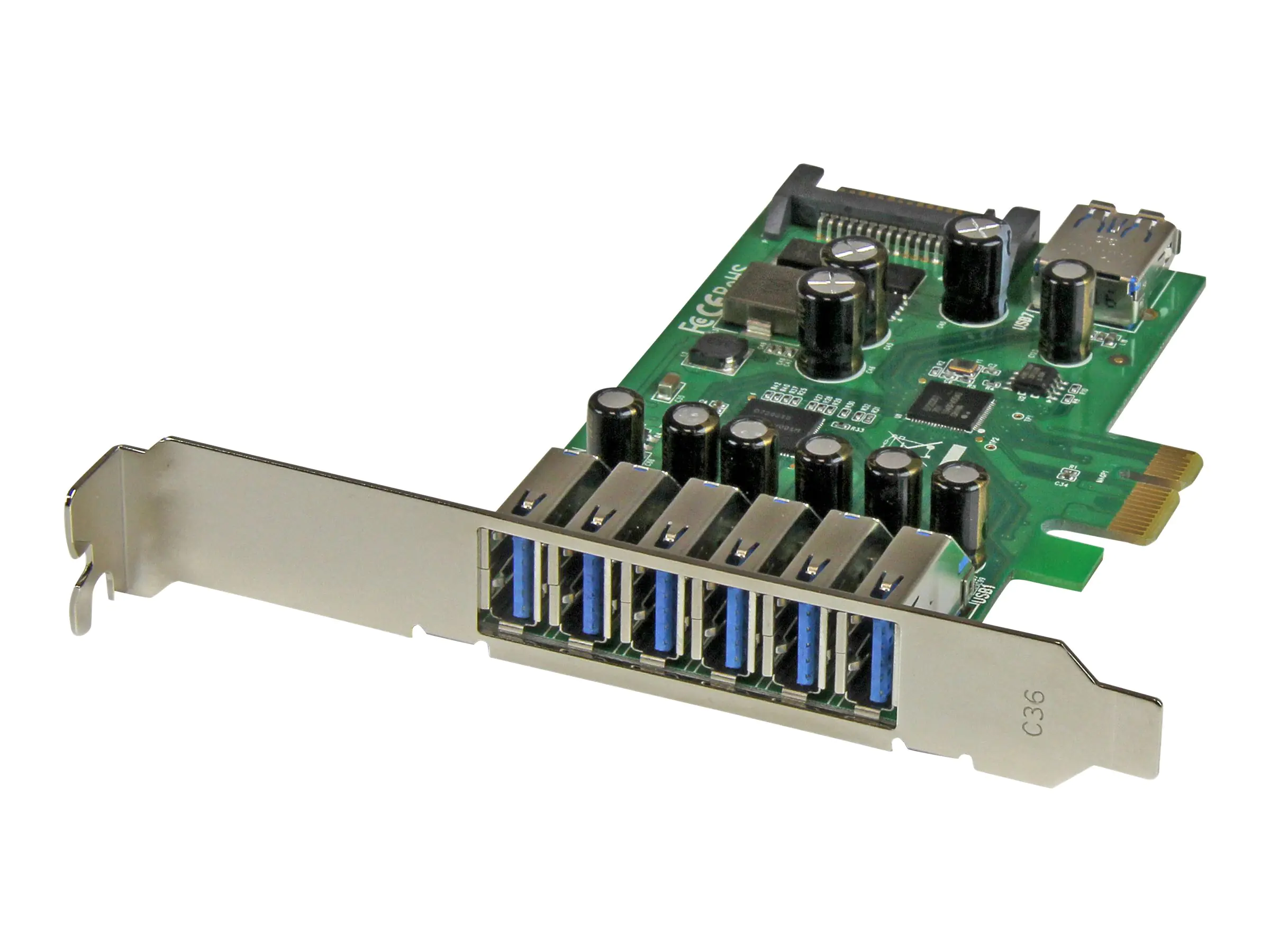 StarTech 7 Port PCI Express USB 3.0 Karte - PCIe USB 3.0 (Super Speed) Schnittstellenkarte / Controller 6 x Extern und 1 x Intern - USB-Adapter - PCIe 2.0 - USB, USB 2.0, USB 3.0 - für P/N: ST1030USBM, ST7300USBME