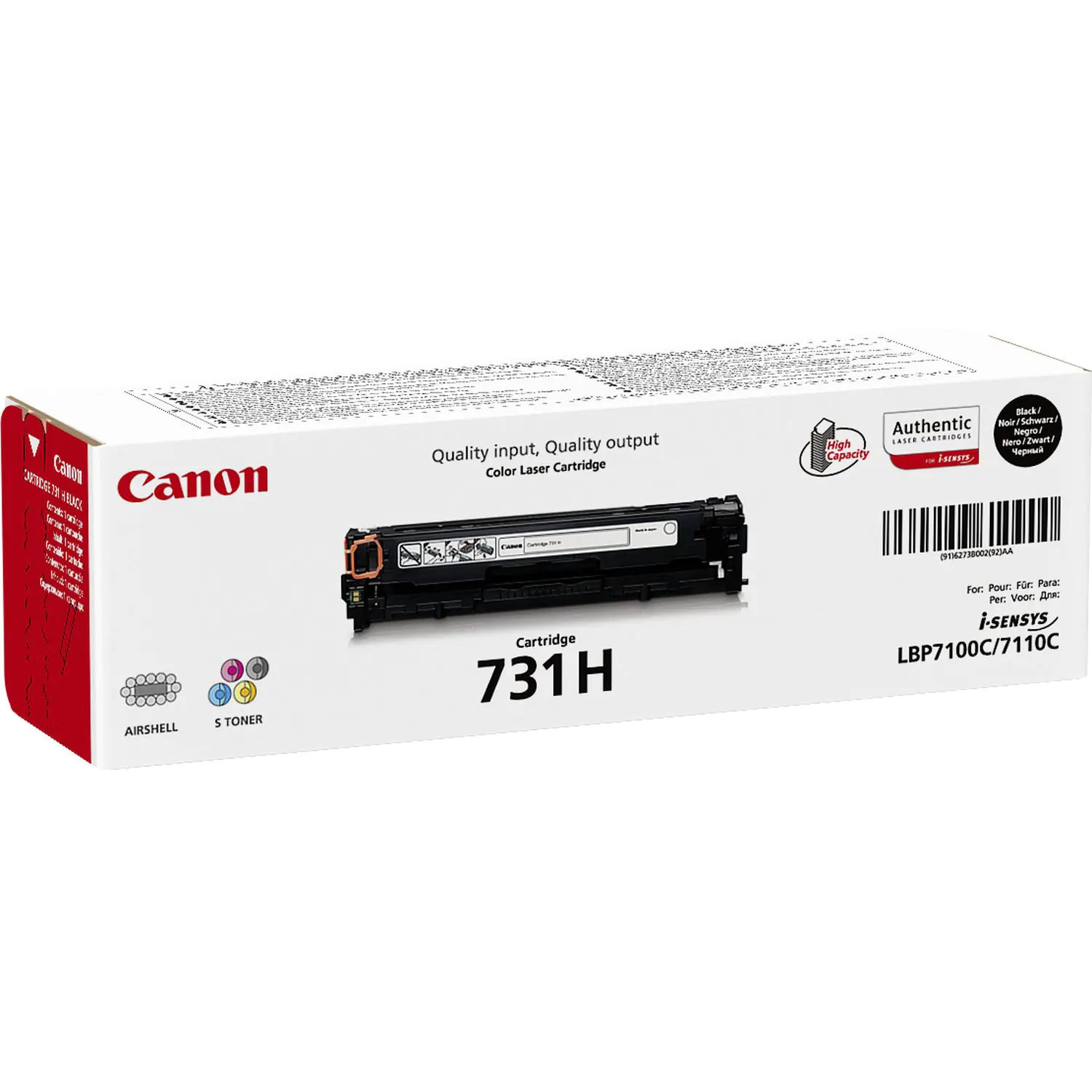 Canon 731 BK H - Mit hoher Kapazität - Schwarz - original - Tonerpatrone - für i-SENSYS MF623Cn, MF628Cw Canon 731 BK H - Mit hoher Kapazität - Schwarz - original - Tonerpatrone - für i-SENSYS MF623Cn, MF628Cw