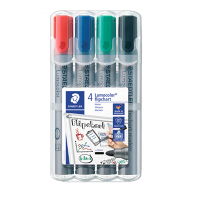 STAEDTLER Flipchartmarker Lumocolor 356 WP4 2mm sortiert 4 St./Pack. STAEDTLER Flipchartmarker Lumocolor 356 WP4 2mm sortiert 4 St./Pack.