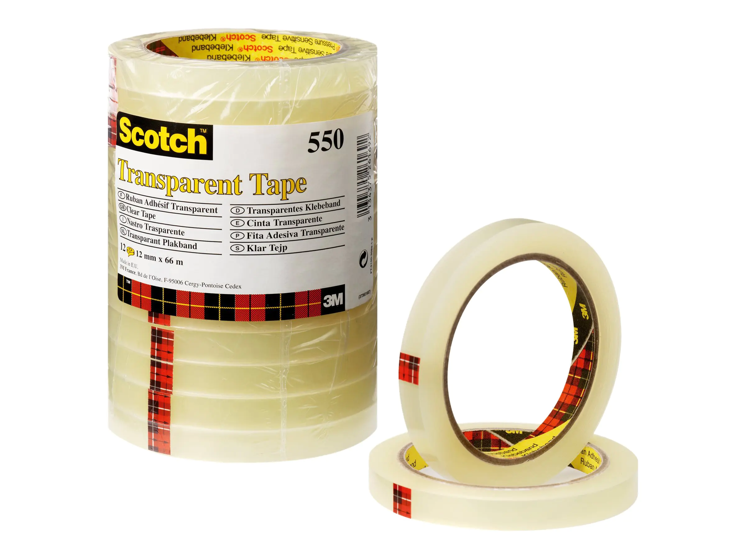 3M Scotch 550 - Büro-Klebeband - 19 mm x 66 m - 76 mm Kern - Polypropylen - transparent (Packung mit 8) 5501966