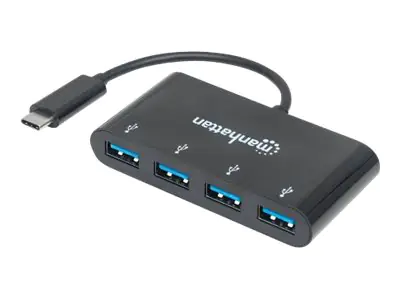 Manhattan USB-C Dock/Hub, Ports (x4): USB-A (x4), 5 Gbps (USB 3.2 Gen1 aka USB 3.0), External Power Supply Not Needed, Cable 20cm, SuperSpeed USB, Black, Three Year Warranty, Blister - Hub - 4 x USB 3.1 Gen 1 - Desktop Manhattan USB-C Dock/Hub, Ports (x4): USB-A (x4), 5 Gbps (USB 3.2 Gen1 aka USB 3.0), External Power Supply Not Needed, Cable 20cm, SuperSpeed USB, Black, Three Year Warranty, Blister - Hub - 4 x USB 3.1 Gen 1 - Desktop