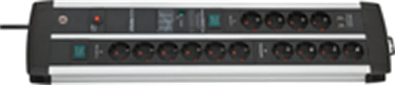 Brennenstuhl 1392000232, 3 m, Drinnen, Type E/F, IP20, Schwarz, Silber, 14 AC-Ausgänge