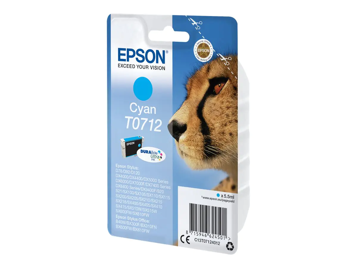 Epson T0712 - 5.5 ml - Cyan - original - Tintenpatrone C13T07124012