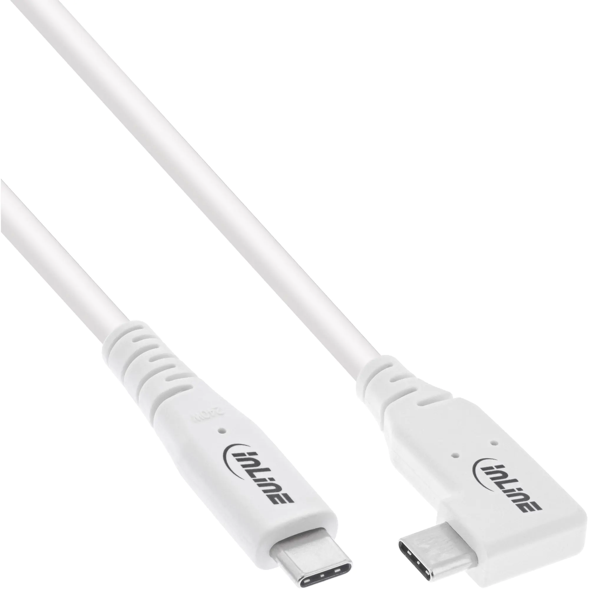 InLine USB4 Kabel - USB-C - einseitig gewinkelt - PD 240W - 8K60Hz - TPE - weiß - 2m
