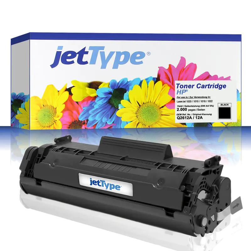 jetType Toner kompatibel zu HP Q2612A 12A schwarz 2.000 Seiten 1 Stück jetType Toner kompatibel zu HP Q2612A 12A schwarz 2.000 Seiten 1 Stück
