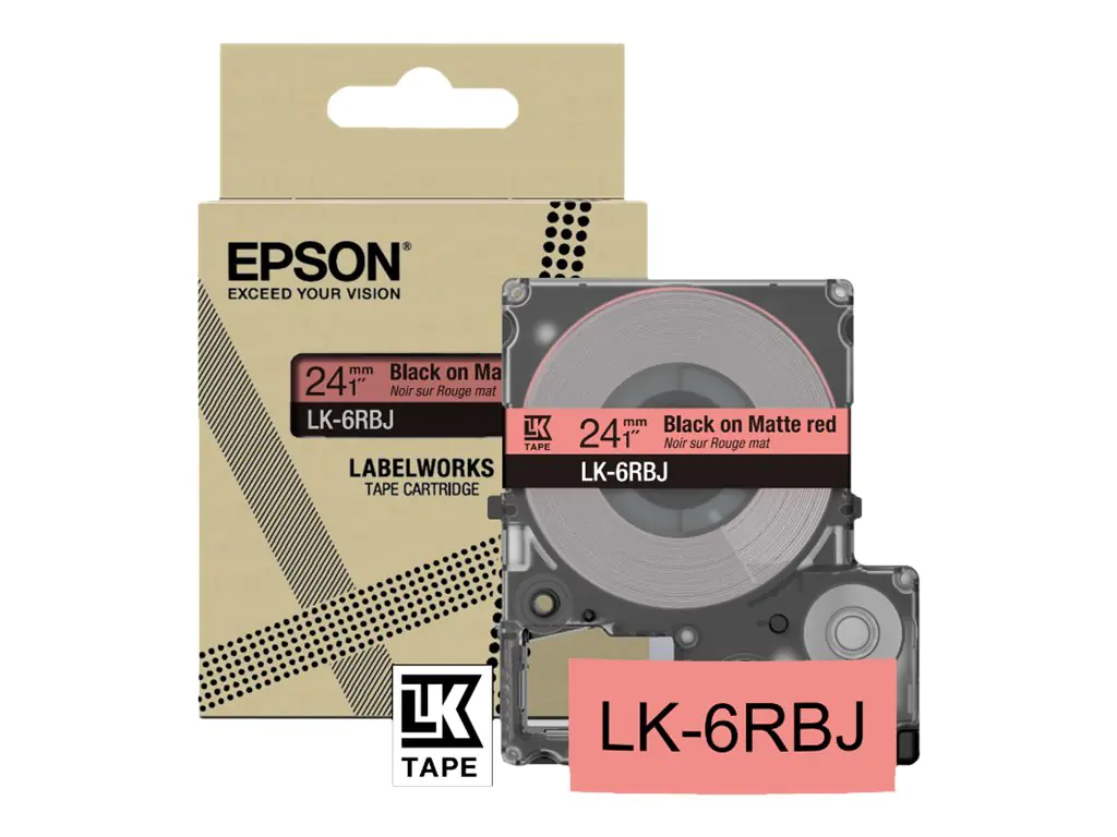 Epson LabelWorks LK-6RBJ - Schwarz auf mattrot - Rolle (2,4 cm x 8 m) C53S672073