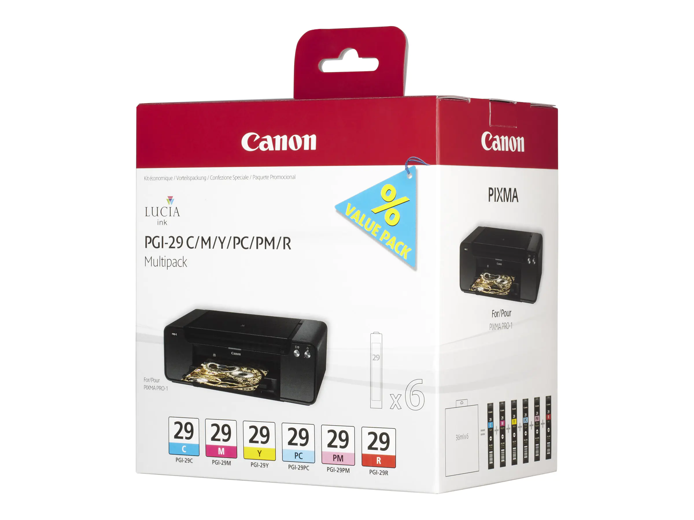Canon PGI-29 CMY/PC/PM/R Multipack - Gelb, Cyan, Magenta, Rot, Photo Cyan, Photo Magenta - Original - Tintenbehälter - für PIXMA PRO-1