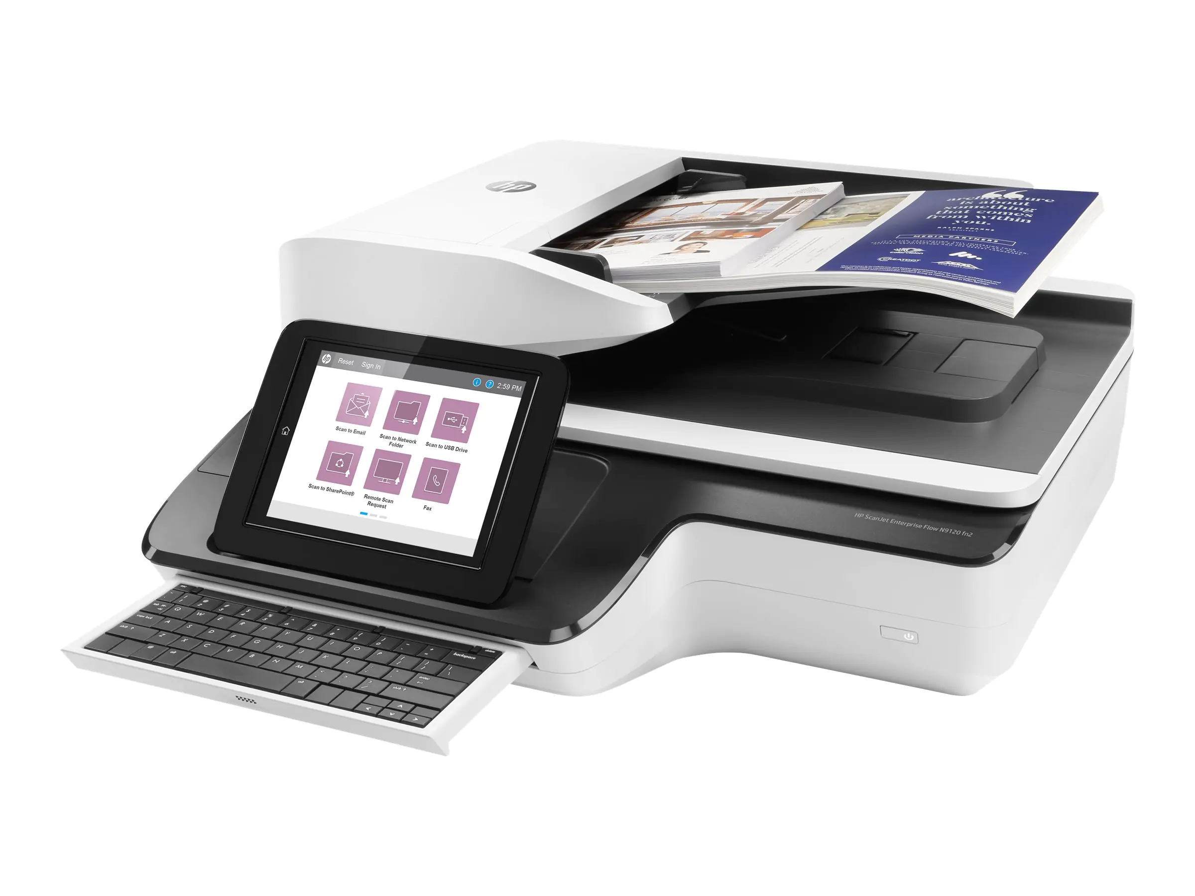 HP ScanJet Enterprise Flow N9120 fn2 - Dokumentenscanner - Flachbett: CCD / ADF: CIS - Duplex - 297 x 864 mm - 600 dpi x 600 dpi - bis zu 120 Seiten/Min. (einfarbig) / bis zu 120 Seiten/Min. (Farbe) - automatischer Dokumenteneinzug (200 Blätter) - bis zu