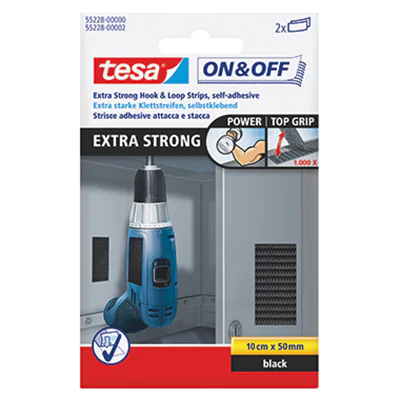tesa Klettstreifen On & Off 55228-00000 schwarz 2 St./Pack. tesa Klettstreifen On & Off 55228-00000 schwarz 2 St./Pack.