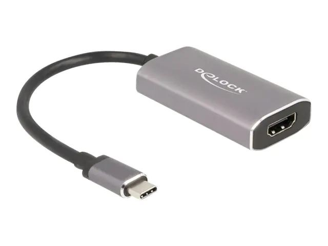 Delock - Videoadapter - 24 pin USB-C männlich zu HDMI weiblich - 20 cm - Grau - unterstützt 8K 60 Hz (7680 x 4320)