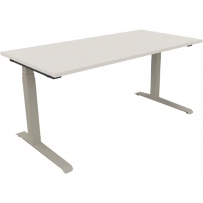 Schreibtisch Kufe Einzels. Quadrat B1600xT800xH650-850 si/Weiß Schreibtisch Kufe Einzels. Quadrat B1600xT800xH650-850 si/Weiß