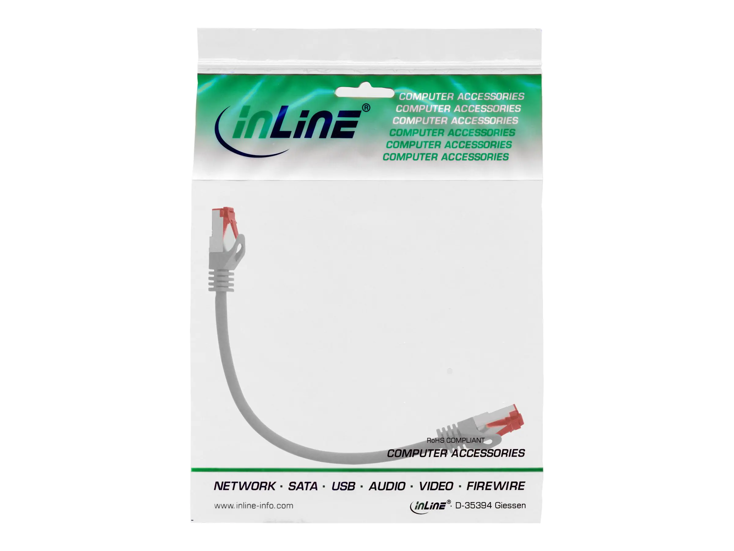 InLine Patchkabel - S/FTP (PiMf) - Cat.6 - 250MHz - PVC - CCA - grau - 0,25m 76122