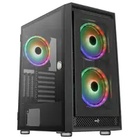 AeroCool Graphite-G-BK-v3 - Mid tower - ATX - Seitenteil mit Fenster (gehärtetes Glas) - keine Spannungsversorgung (ATX) - Schwarz - USB/Audio