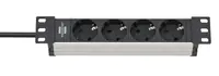 Brennenstuhl 1390007004 - 2 m - 4 AC-Ausgänge - Indoor - IP20 - Schwarz - Silber - 85 mm