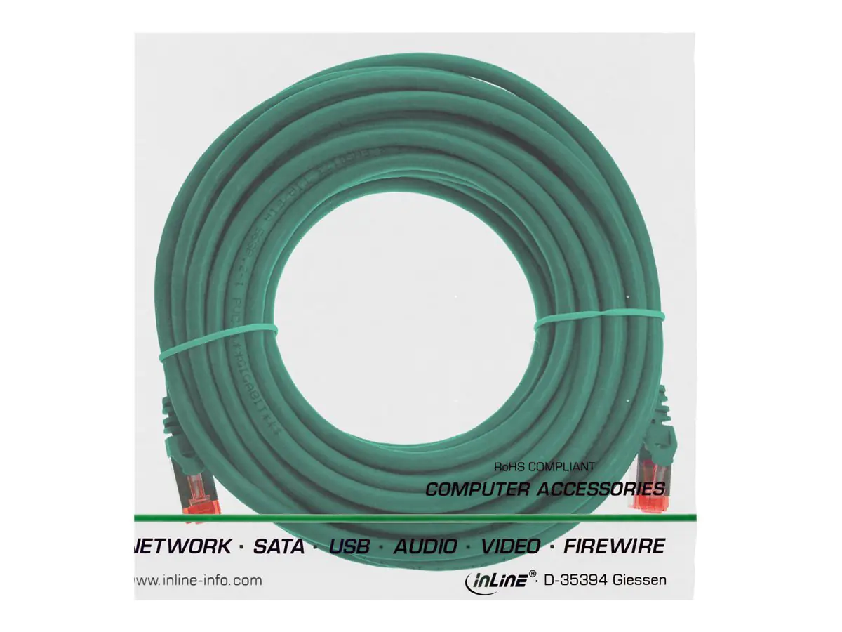 InLine Patchkabel - S/FTP (PiMf) - Cat.6 - 250MHz - PVC - CCA - grün - 5m 76105G