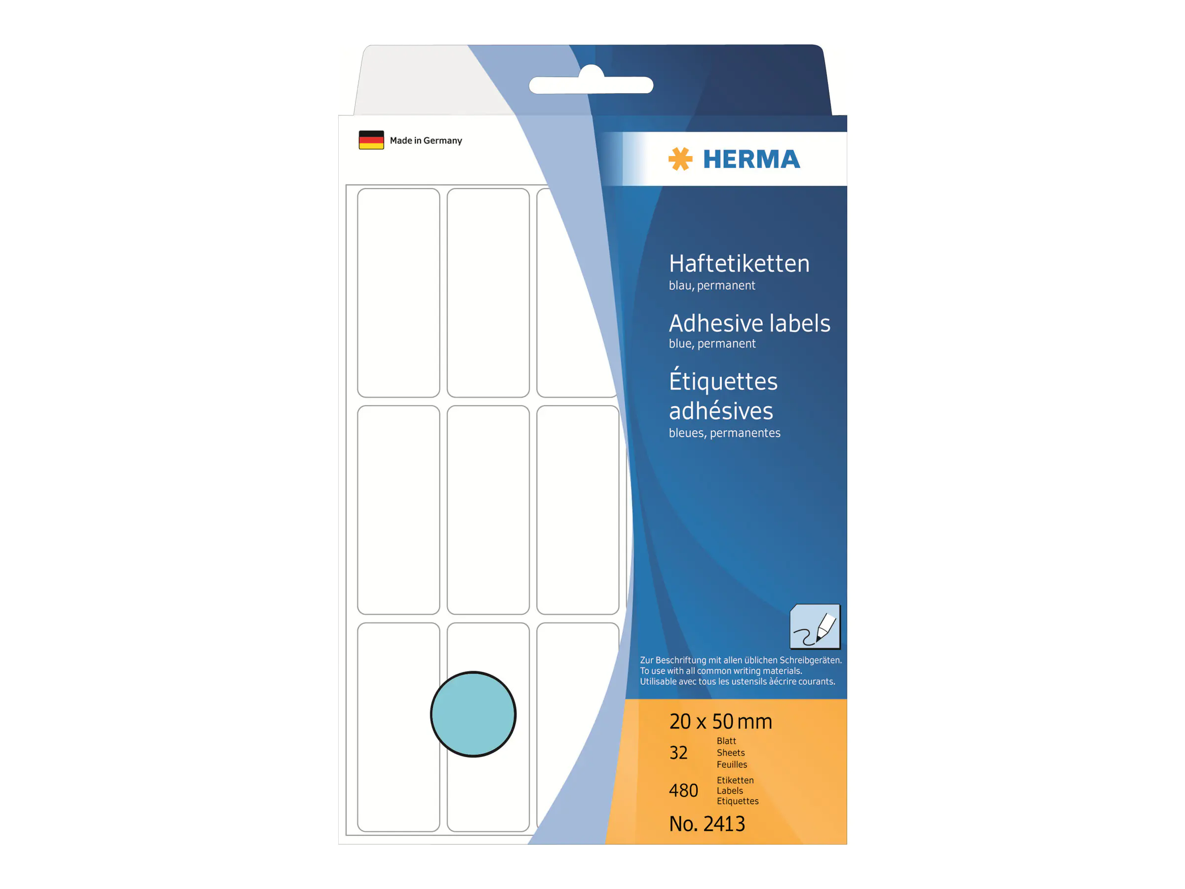 HERMA Vielzwecketikett 2413 20x50mm blau 480 St./Pack.