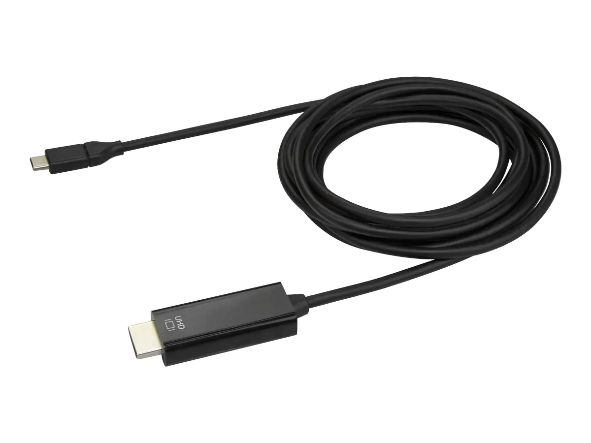 StarTech.com Startech 10ft (3m) USB C to HDMI Cable, 4K 60Hz USB Type C to HDMI 2.0 Video Adapter Cable, Thunderbolt 3 Compatible, Laptop to HDMI Monitor/Display, DP 1.2 Alt Mode HBR2 Cable, Black - 4K USB-C Video Cable (CDP2HD3MBNL)