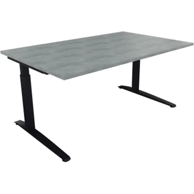 Schreibtisch Kufe Einzels. Quadrat B1600xT1000xH650-850 an/Beton hell Schreibtisch Kufe Einzels. Quadrat B1600xT1000xH650-850 an/Beton hell