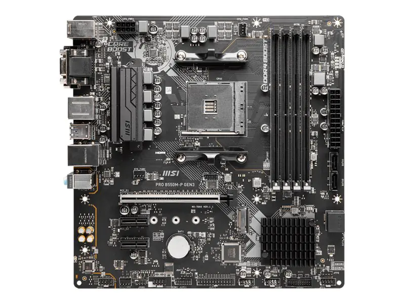 MSI PRO B550M-P GEN3 - Motherboard - micro ATX - Socket AM4 - AMD B550 Chipsatz - USB 3.2 Gen 1 - Gigabit LAN - Onboard-Grafik (CPU erforderlich) - HD Audio (8-Kanal)