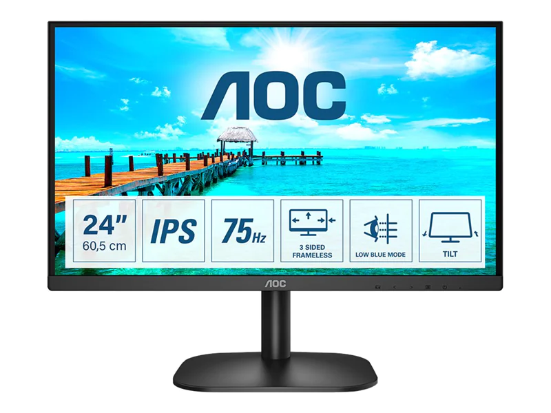 AOC 27B2AM - LED-Monitor - 68.6 cm (27") - 1920 x 1080 Full HD (1080p) @ 75 Hz - VA - 250 cd/m² - 4000:1 - 4 ms - HDMI, VGA - Schwarz