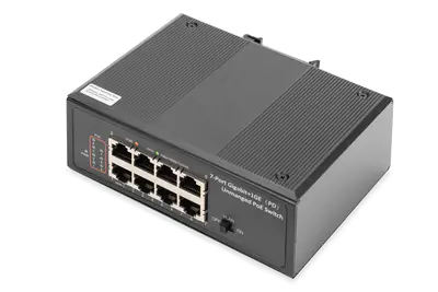 Digitus DN-651113 - Switch - unmanaged - 7 x 10/100/1000 (PoE+) + 1 x 10/100/1000 (PoE++) - an DIN-Schiene montierbar - PoE++ - DC power Digitus DN-651113 - Switch - unmanaged - 7 x 10/100/1000 (PoE+) + 1 x 10/100/1000 (PoE++) - an DIN-Schiene montierbar - PoE++ - DC power