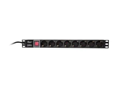 LogiLink Stromverteilungseinheit (Rack - einbaufähig) - Wechselstrom 250 V - 3500 Watt - Eingabe, Eingang power CEE 7/7 - Ausgangsanschlüsse: 8 - 1U - 48.3 cm (19") PDU8C01