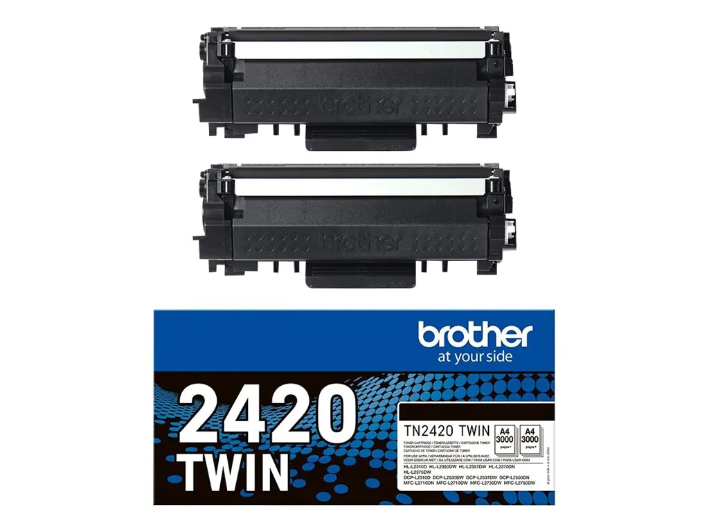 Brother TN2420 TWIN - 2er-Pack - Hohe Ergiebigkeit - Schwarz - original - Tonerpatrone - für Brother DCP-L2510, L2530, L2537, L2550, HL-L2350, L2370, L2375, MFC-L2713, L2730, L2750 Brother TN2420 TWIN - 2er-Pack - Hohe Ergiebigkeit - Schwarz - original - Tonerpatrone - für Brother DCP-L2510, L2530, L2537, L2550, HL-L2350, L2370, L2375, MFC-L2713, L2730, L2750