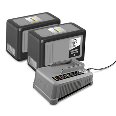 Kärcher Akkuladegerät Starter Kit Battery Power+ 36/75 2 x 36 V / 7,5 Ah Battery Power+ Akku 36 V Kärcher Battery Power+/-Wechselakkus 80 %: 1,42h 100-240V 50-60Hz Kärcher Akkuladegerät Starter Kit Battery Power+ 36/75 2 x 36 V / 7,5 Ah Battery Power+ Akku 36 V Kärcher Battery Power+/-Wechselakkus 80 %: 1,42h 100-240V 50-60Hz