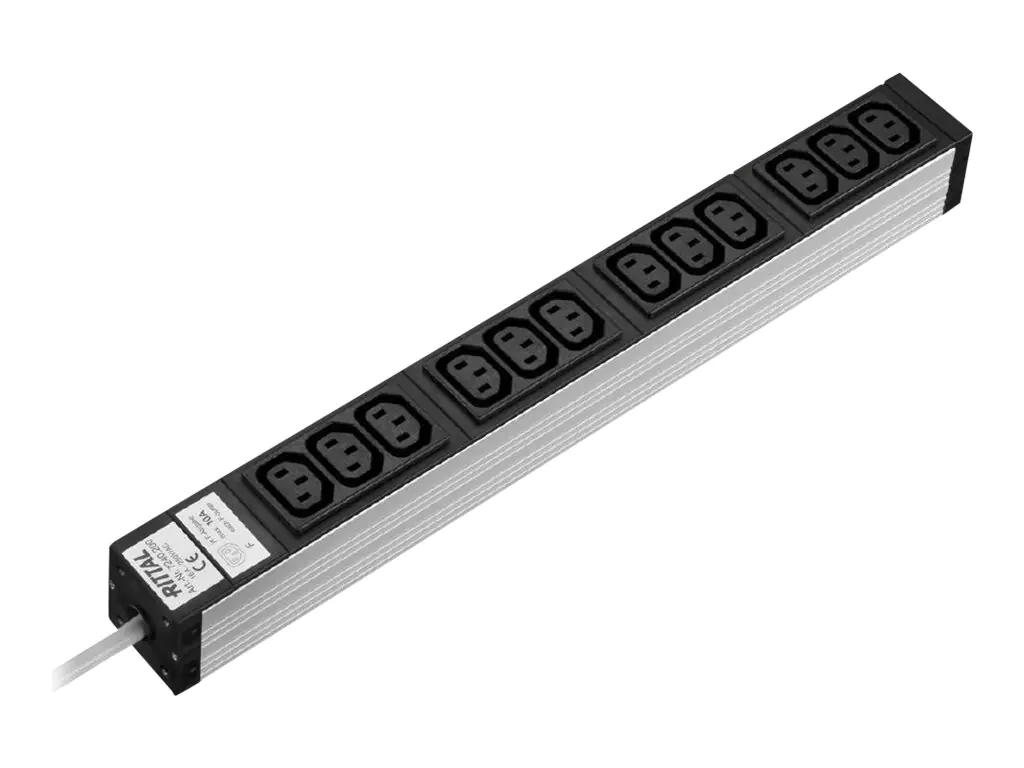 Rittal - Steckdosenleiste (Rack - einbaufähig) - Eingabe, Eingang Stromversorgung - Ausgangsanschlüsse: 12 (power IEC 60320 C13) - 1U - 2 m Schnur