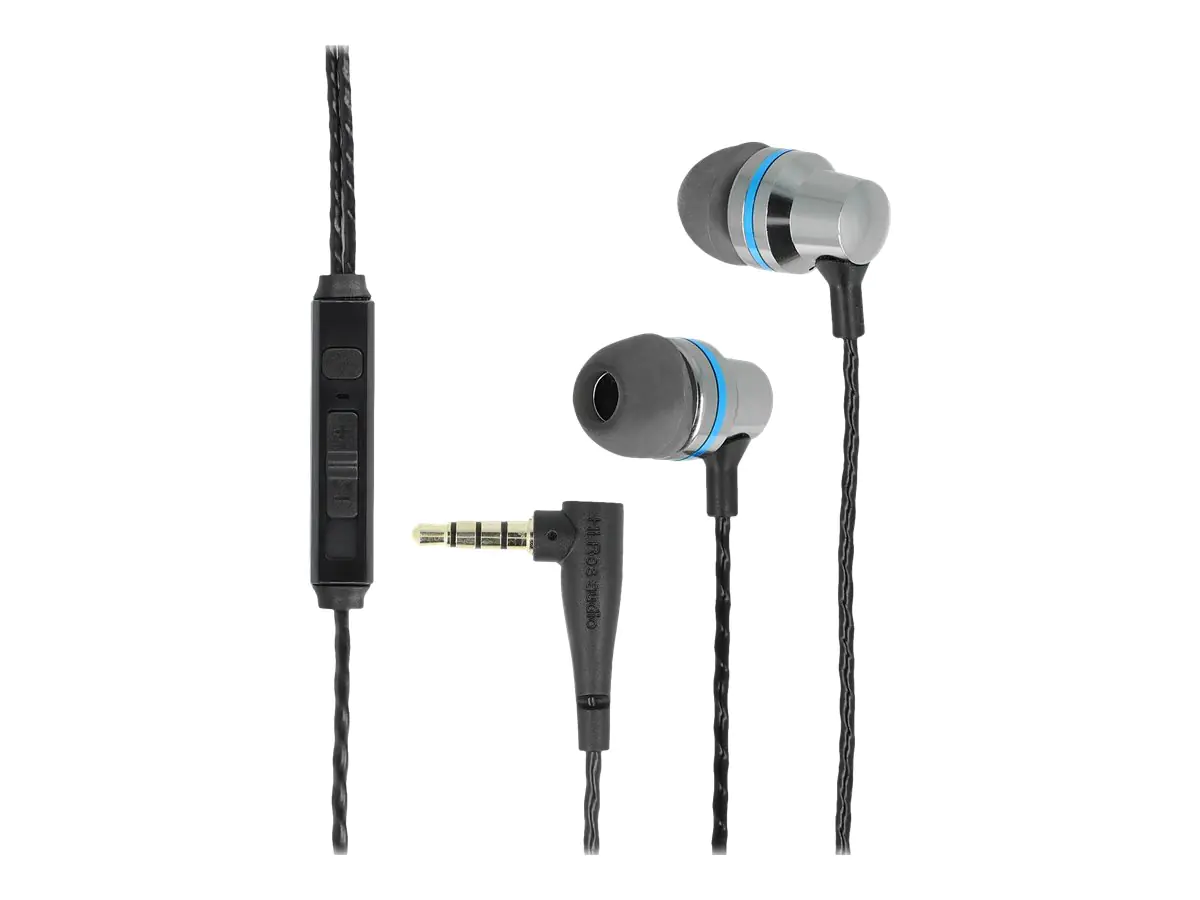 Delock - Ohrhörer mit Mikrofon - im Ohr - kabelgebunden - 3,5 mm Stecker - Grau, Schwarz