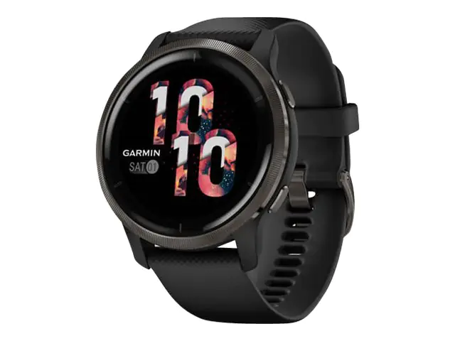 Garmin Venu 2 - 45 mm - schwarz - Sportuhr mit Band - Silikon - schwarz - Handgelenkgröße: 135-200 mm - Anzeige 3.3 cm (1.3") 010-02430-11