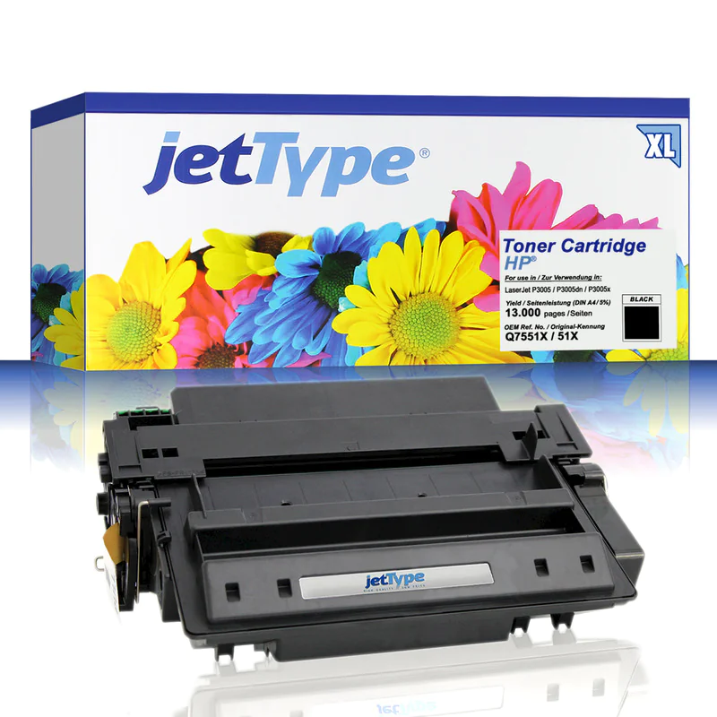 jetType Toner kompatibel zu HP Q7551X 51X schwarz 13.000 Seiten Große Füllmenge 1 Stück