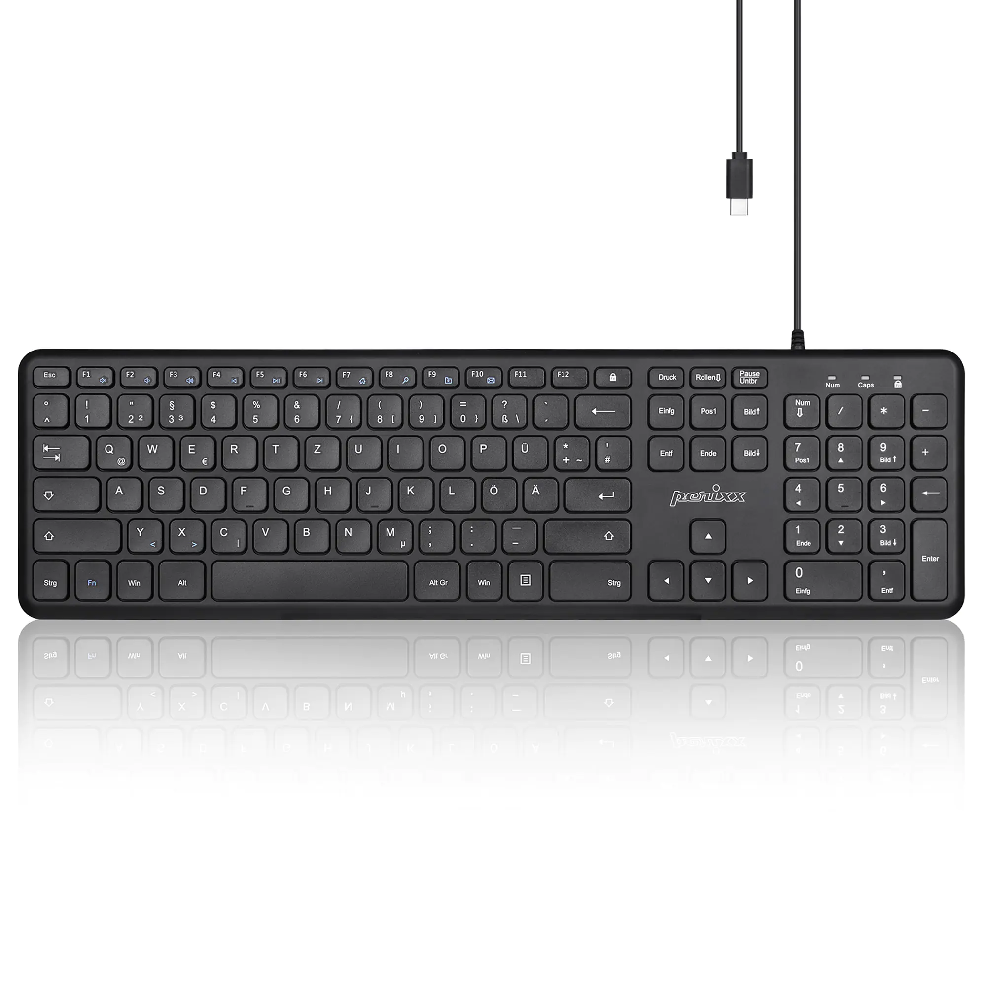 Perixx PERIBOARD-210 C DE kabelgebunden leise Tasten schwarz - Tastatur - USB Typ C