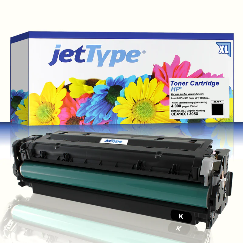 jetType Toner kompatibel zu HP CE410X 305X schwarz 4.000 Seiten Große Füllmenge 1 Stück