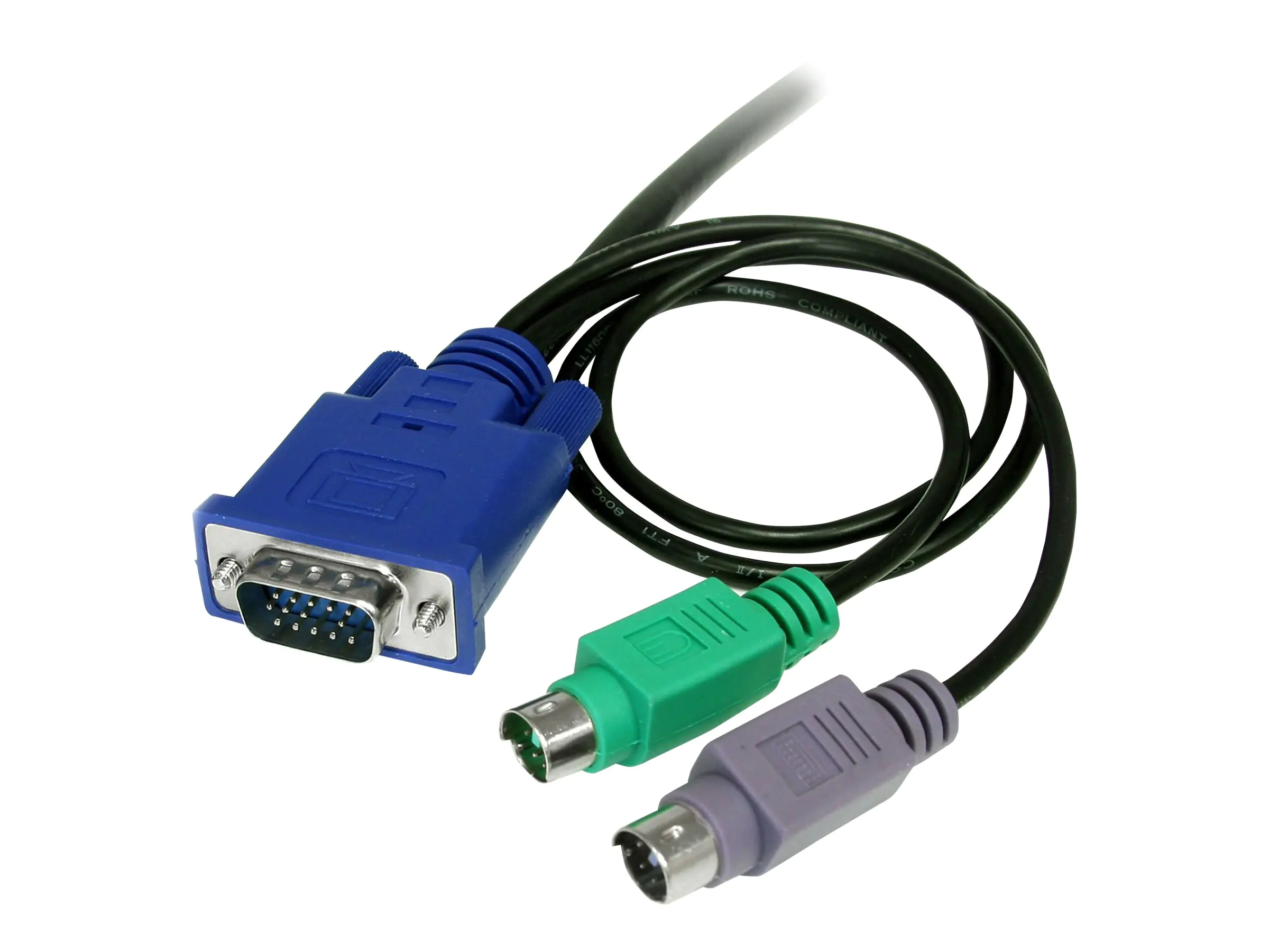 StarTech 1,8m 3-in-1 PS/2 VGA KVM Kabel - Kabelsatz für KVM Switch / Umschalter - Tastatur- / Video- / Maus- (KVM-) Kabel - PS/2, HD-15 (VGA) (M) zu HD-15 (VGA) (M) - 1.8 m - geformt - für P/N: CABCONS1716I, RACKCONS1908, RACKCONS1916, SV1631DUSBGB, SV831