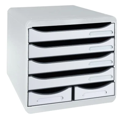 Exacompta Schubladenbox BIG-BOX Maxi 6 Schubladen DIN A4, Überbreite Polystyrol Gehäusefarbe: lichtgrau Farbe der Schublade: lichtgrau Exacompta Schubladenbox BIG-BOX Maxi 6 Schubladen DIN A4, Überbreite Polystyrol Gehäusefarbe: lichtgrau Farbe der Schublade: lichtgrau