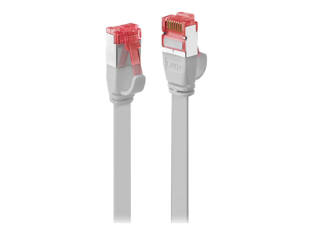 Lindy - Patch-Kabel - RJ-45 (M) bis RJ-45 (M) - 30 cm - U/FTP - CAT 6 - geformt, ohne Haken, flach - Grau