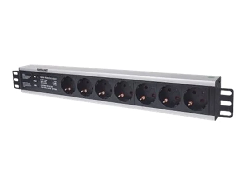 Intellinet 19" 1.5U Rackmount 7-Way Power Strip - German Type", With Surge Protection, 3m Power Cord - Steckdosenleiste (Rack - einbaufähig) 714006