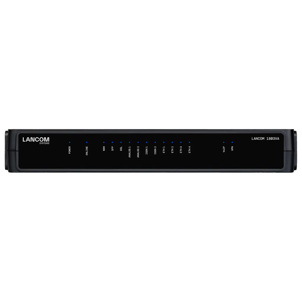 LANCOM 1803VA - Router - DSL-Modem 4-Port-Switch - 1GbE - für LANCOM SFP-AON-1, SFP-GPON-1, SFP-LX-LC1, SFP-SX-LC1 LANCOM 1803VA - Router - DSL-Modem 4-Port-Switch - 1GbE - für LANCOM SFP-AON-1, SFP-GPON-1, SFP-LX-LC1, SFP-SX-LC1