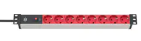 Brennenstuhl 1390007118 - 2 m - 8 AC-Ausgänge - Indoor - IP20 - Schwarz - Rot - 10 A