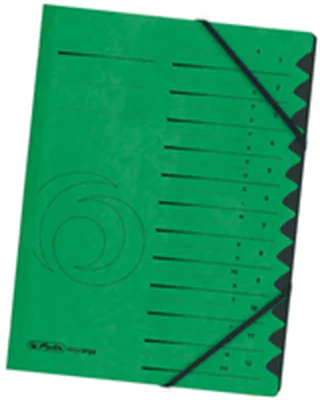 Herlitz Ordnungsmappe 10843332 DIN A4 12 Fächer Karton grün