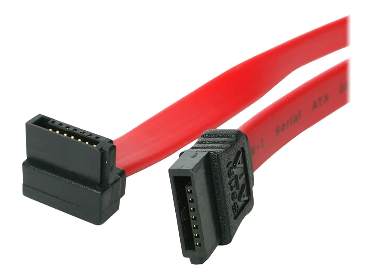StarTech SATA Anschluss Kabel - S-ATA Serial ATA internes Datenkabel - 7 pin Slimline Kabel 45cm - rechts gewinkelt - SATA-Kabel - Serial ATA 150/300/600 - SATA (R) zu SATA (R) - 45.7 cm - rechts-gewinkelter Stecker - Rot - für P/N: 25S22M2NGFFR, 35S24M2N